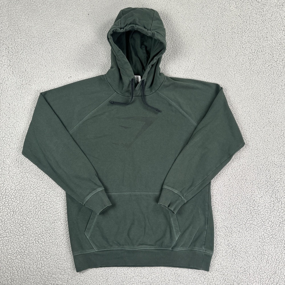 Gymshark Hoodie Men Medium Green Sweatshirt Pullover Training Gym Logo